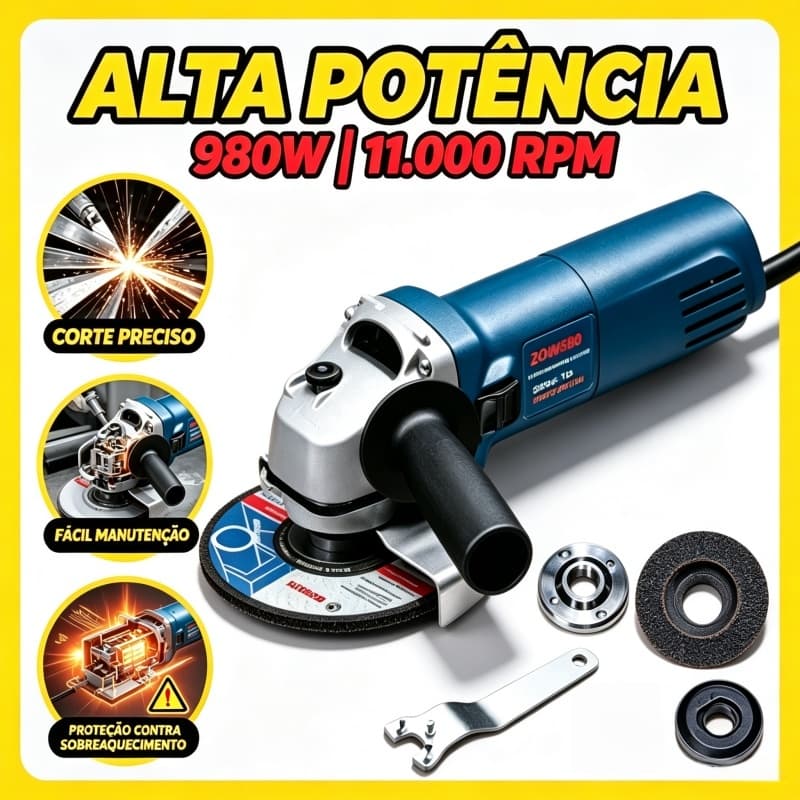 Esmerilhadeira Angular GWS6-115 BOSCH 980W 115mm geral Profissional Corte Polimento e Desrustificação