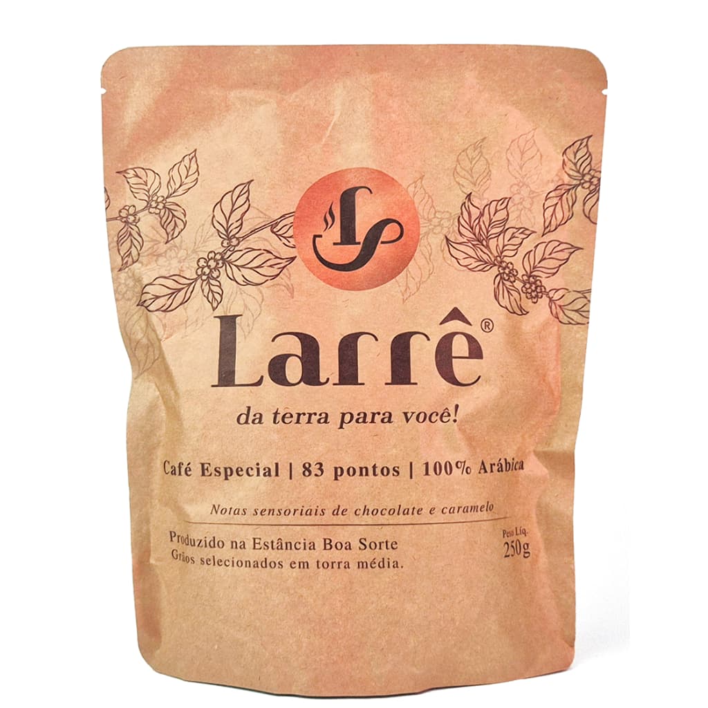 Café Especial Chocolate Caramelo Larrê Em Grãos Torrado Pacote 250g Torra Média Clara 100% Arábica 83 Pontos