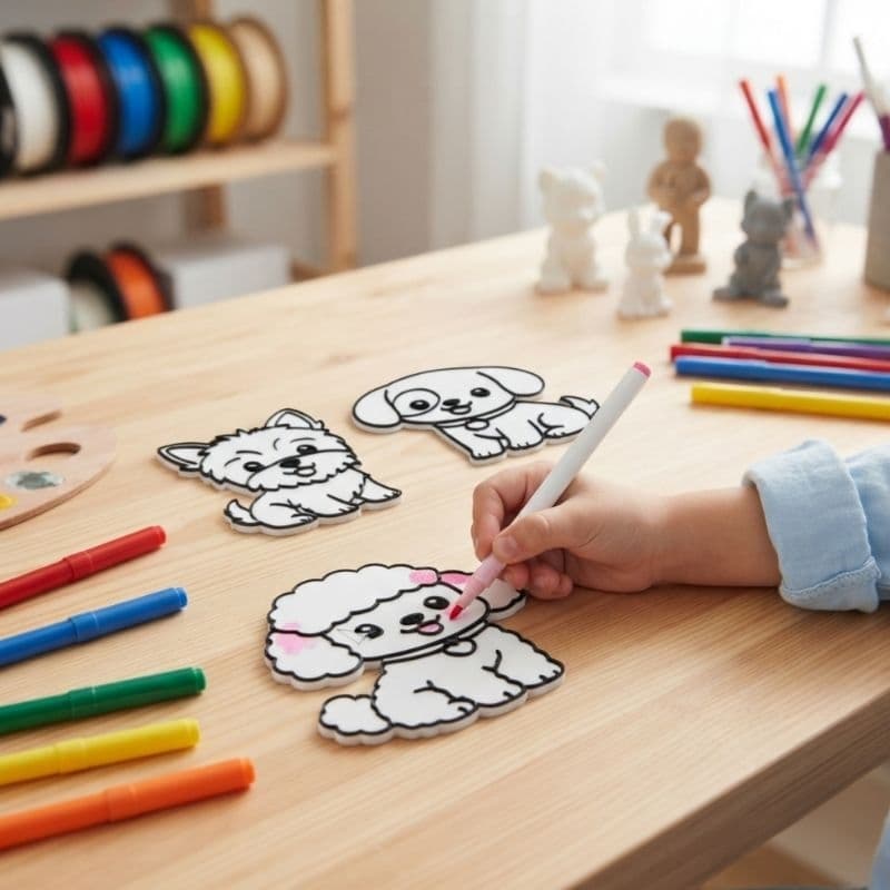 ​Kit Colorir Brinquedo Educativo 4 Plaquinhas 3D + 12 Canetinhas Lavável Reutilizável| Brinquedo Educativo