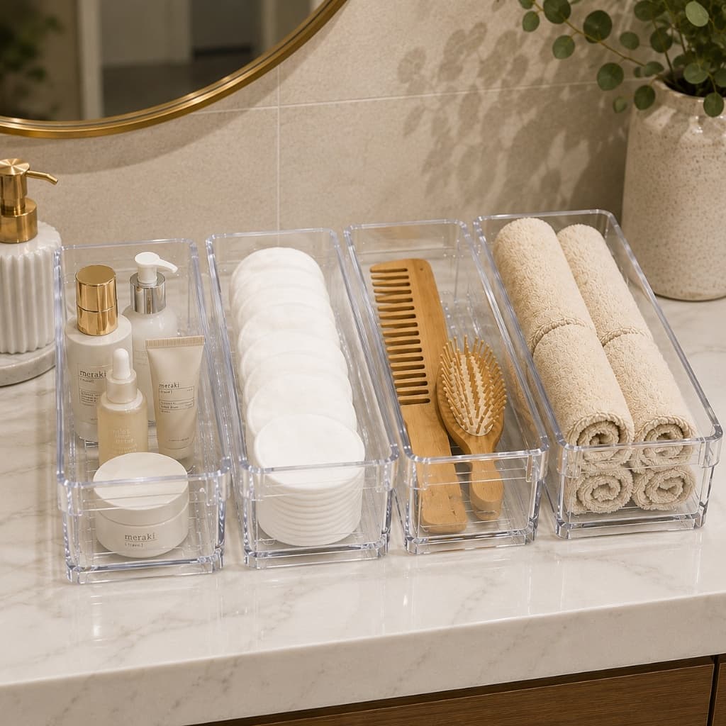 Kit com 10 Organizadores de Acrilico Médio Multiuso Modular Gaveta Geladeira Armario Cozinha Escritório