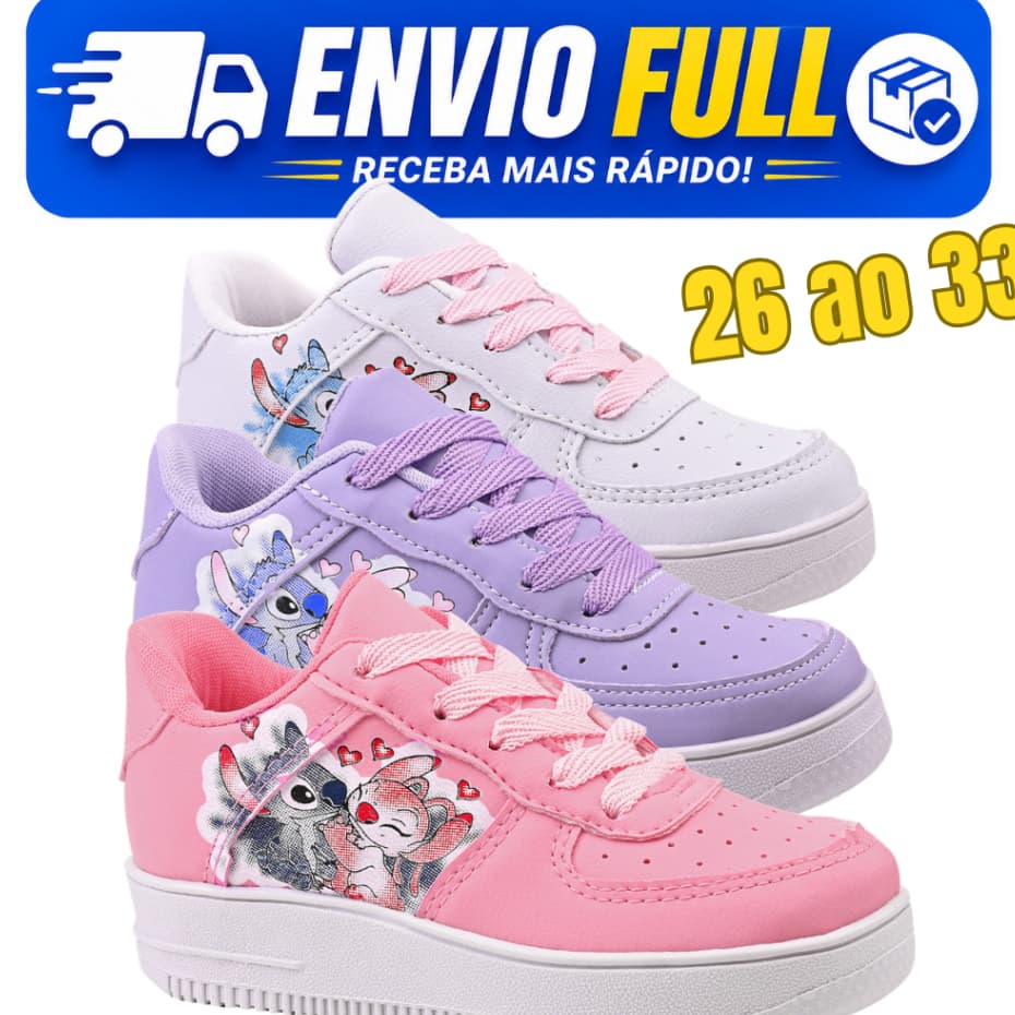Tênis Stitch Infantil Menina Criança Confortavel Escolar Promoção