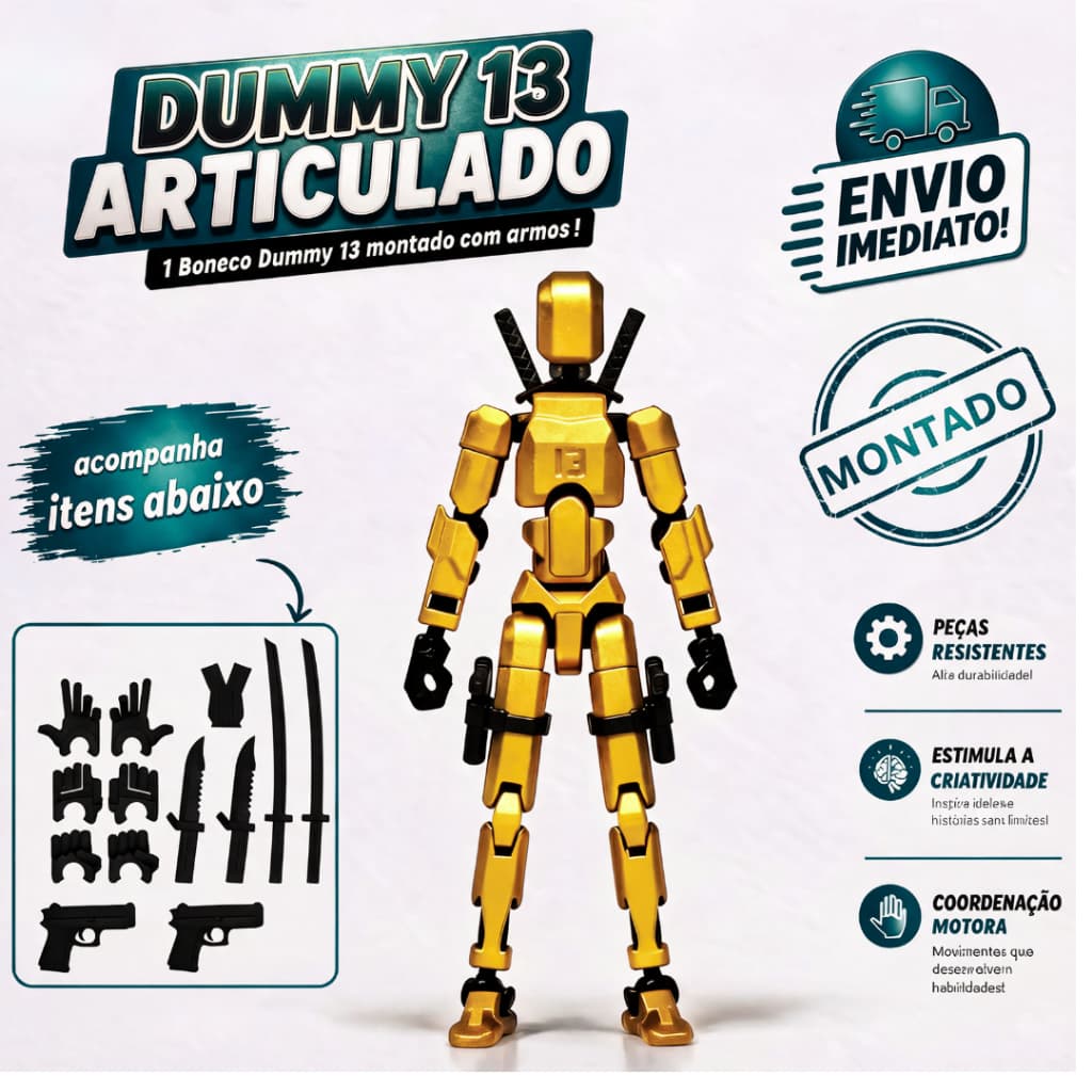 Boneco Articulado Dummy 13 Titan Ação Com Acessórios Montado