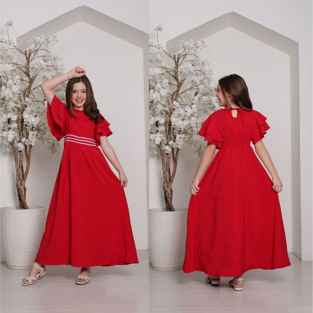 VESTIDO INFANTIL LONGO  FEMININO EVANGELICO  PARA MENINAS  GODÊ  10 AO 16