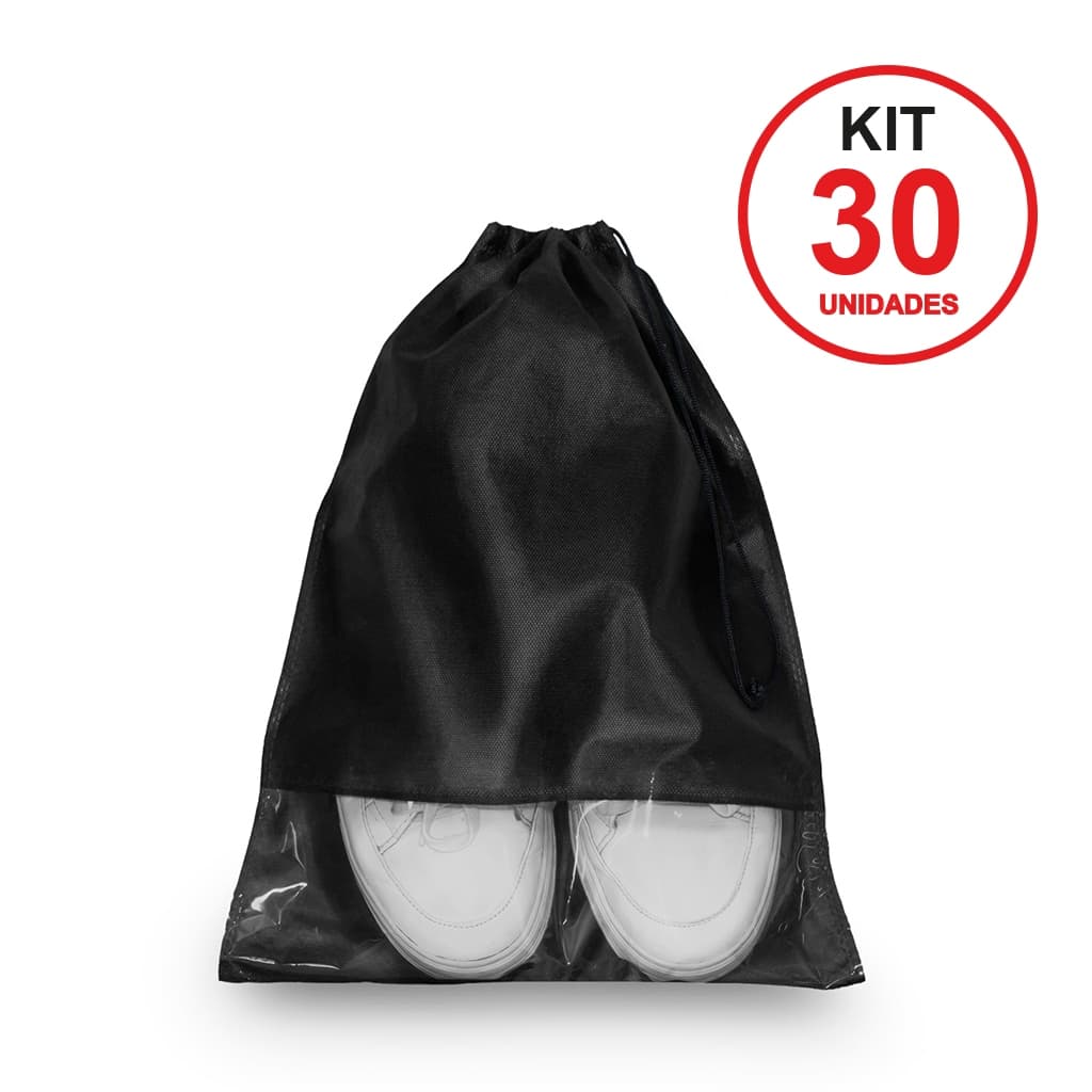 Kit 30 Sacos Organizadores TNT com Visor para Calçados Sapatos Viagem