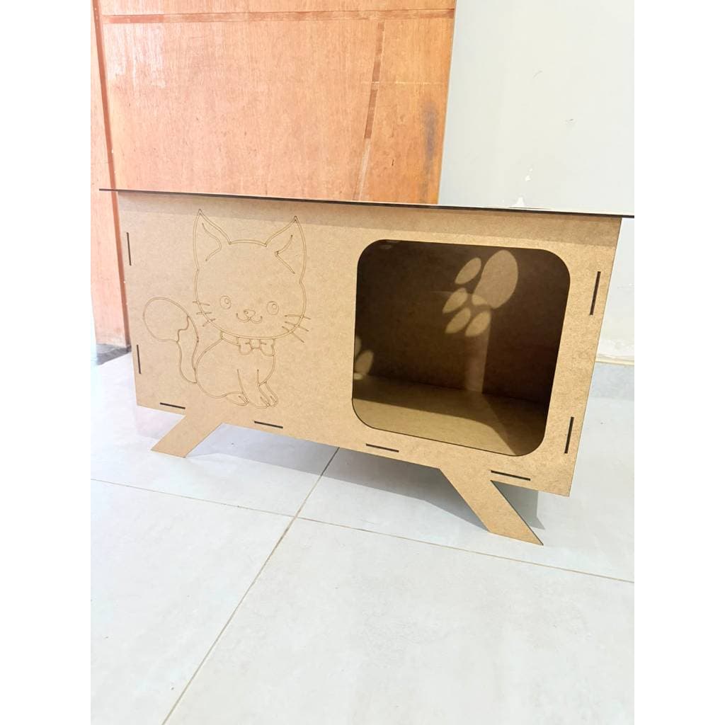 Casa Pet em MDF Cru Personalizável para Gatos e Cachorros Pequenos Casinha Corte a Laser