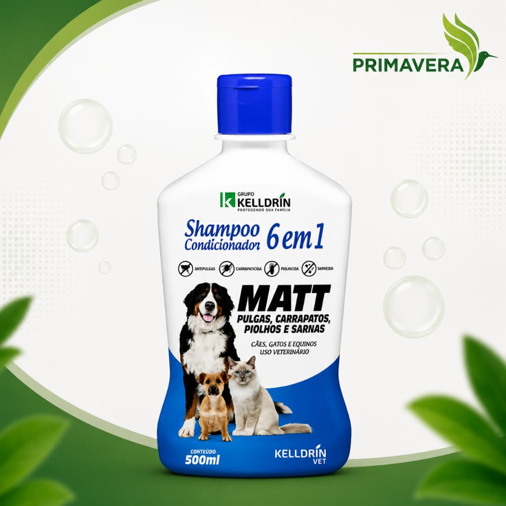 Shampoo Para Cachorro  Anti Pulgas Carrapatos 6 Em 1 Kelldrin Pet Cães e Gatos