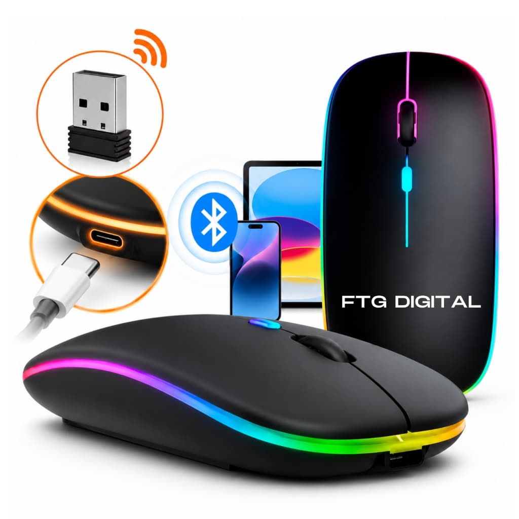 Mouse Sem Fio Bluetooth E Usb Wireless Para Pc Notebook Celular e Tablet Android e IOS