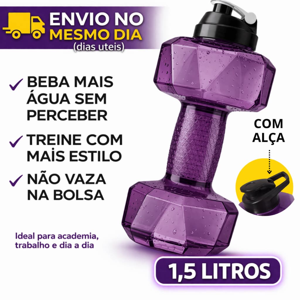 Garrafa Academia Musculação Halter Grande 1,5 L de Água Esportes Anti Vazamento Envio Imediato