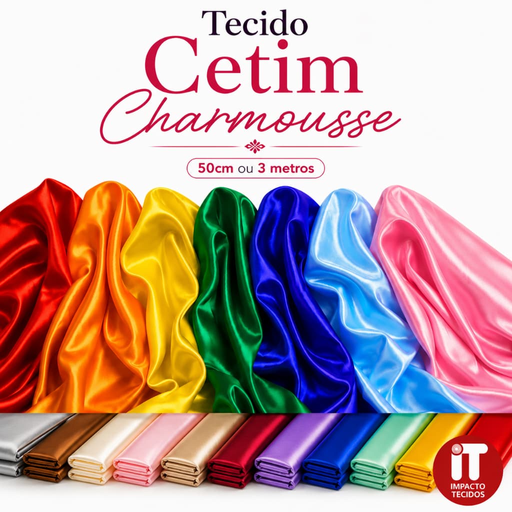 3 Metros Tecido Cetim Charmousse Liso 0,50x1,50M | 3x1,50M Largura
