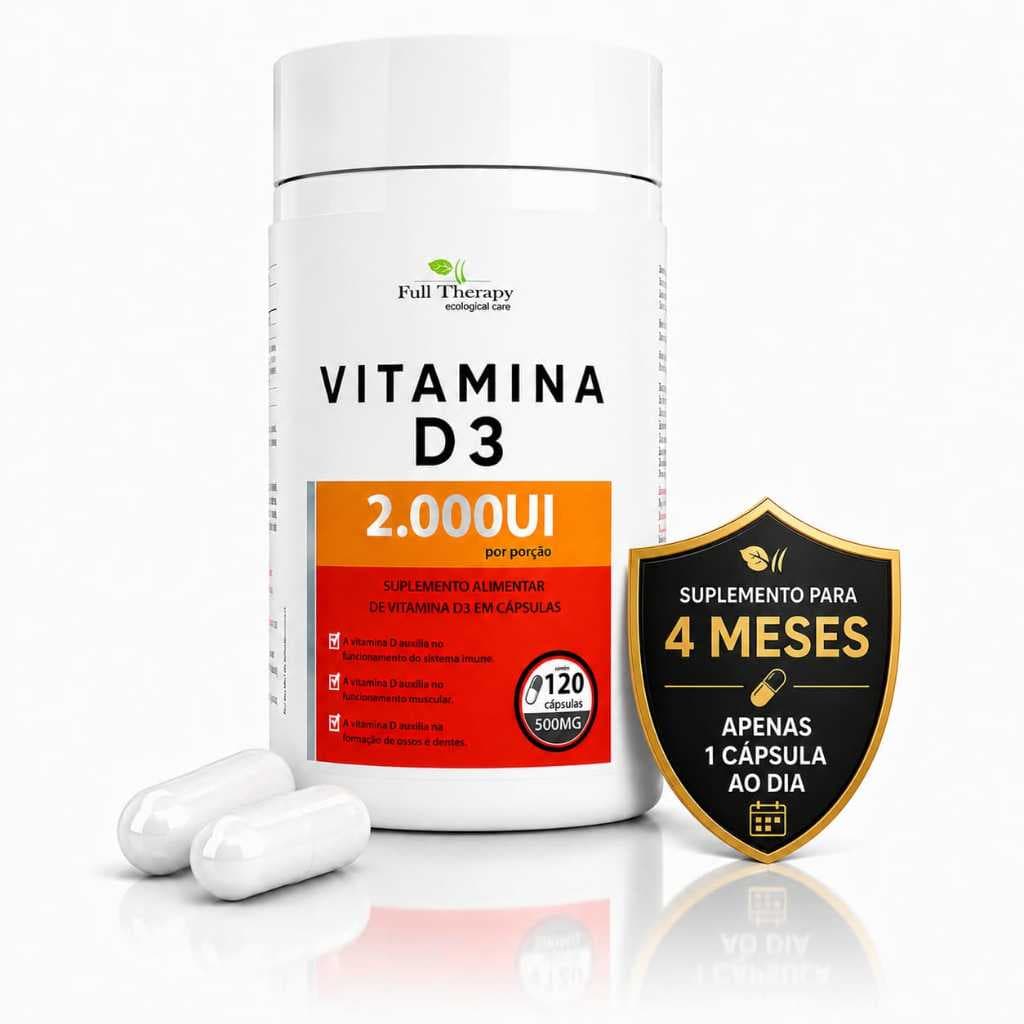D3 Suplemento Vitamina D3 Colecalciferol 120 Cápsulas Direto do Fabricante Full Therapy