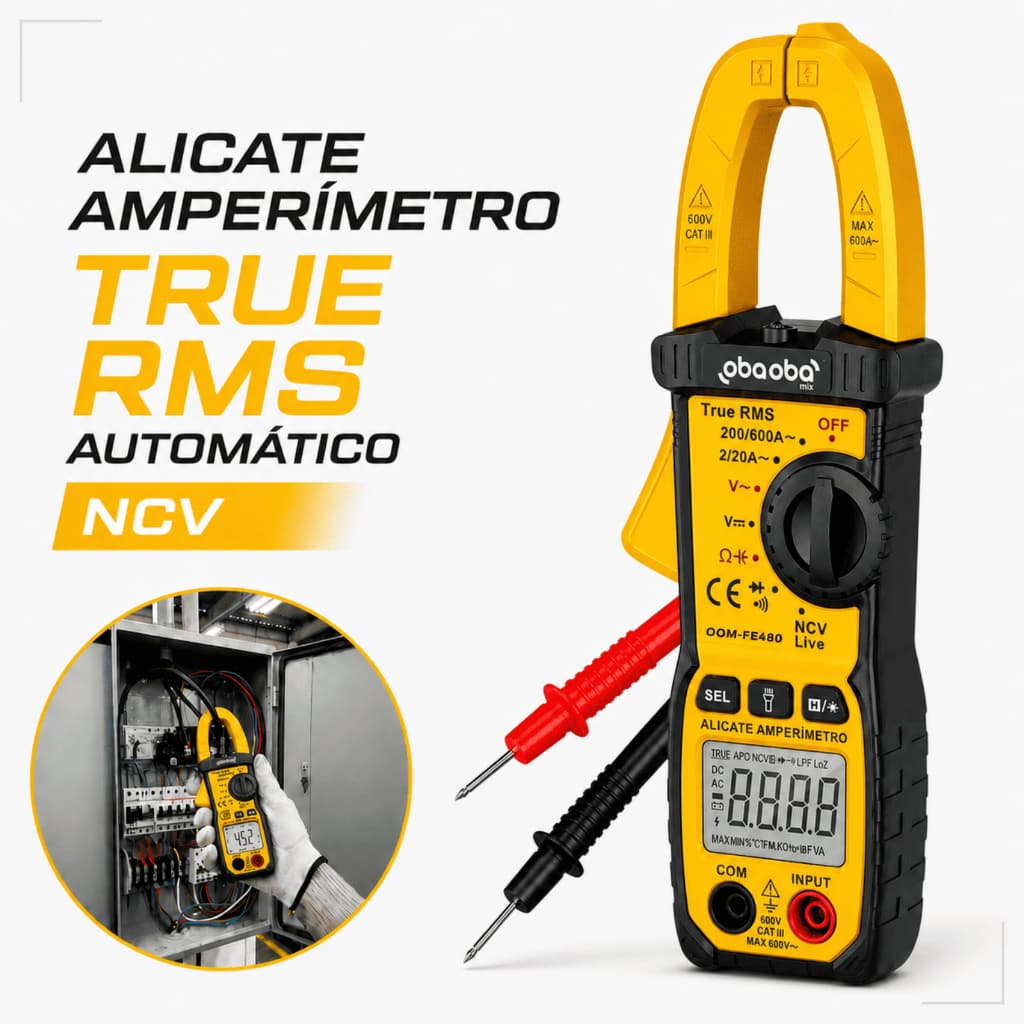 Multímetro Amperímetro Digital Alicate True RMS NCV