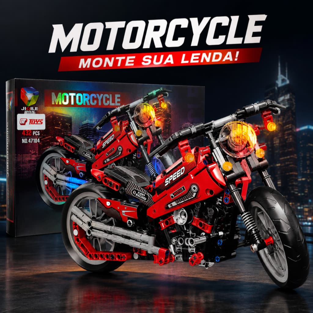Moto Blocos de Montar Jiqile GT 432 Peças Esportiva Corrida Vermelha Preta Brinquedo tipo lego Mod. 47104