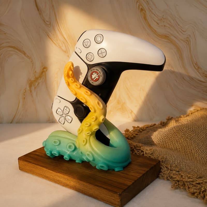 Suporte Controle Gamer Polvo 3D Organizador de Mesa para Controle de Videogame Decoração Quarto Gamer