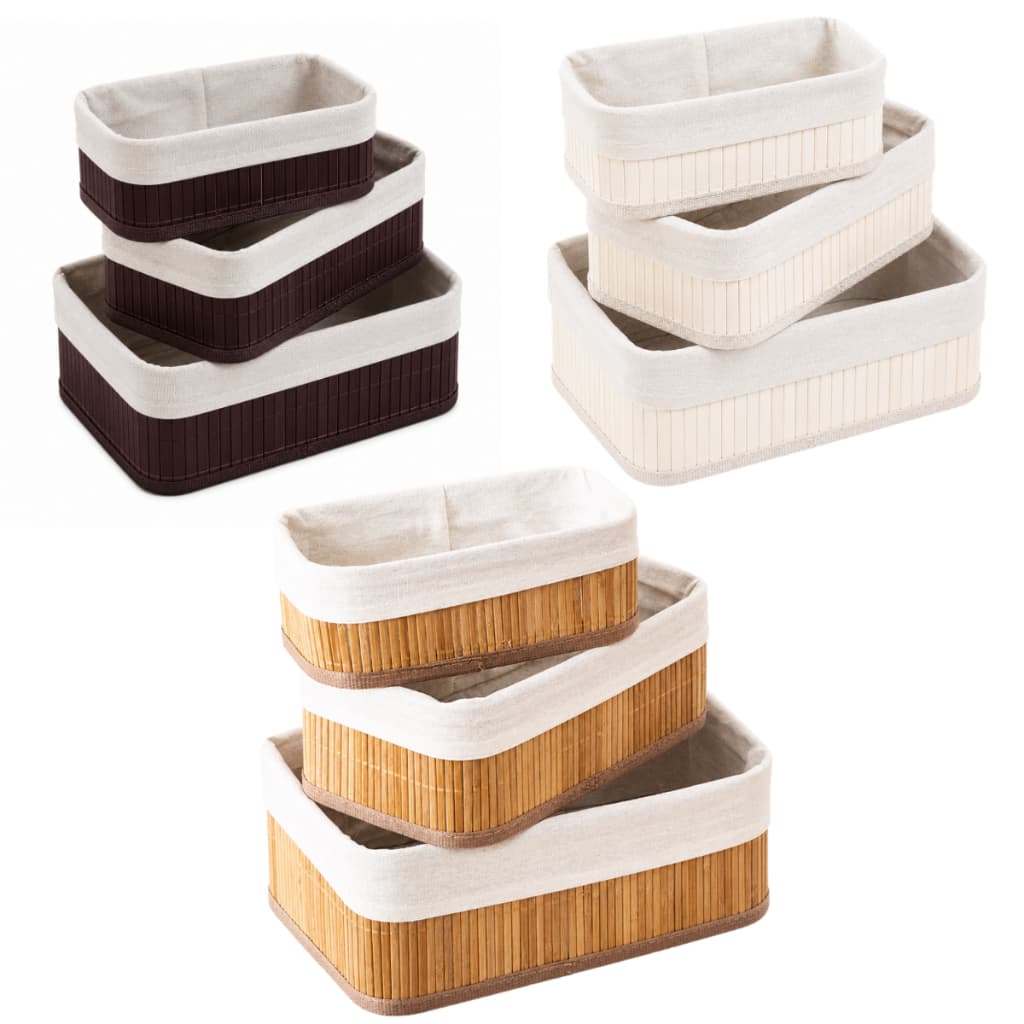 Kit 3 Cestos Organizadores Bambu Multiuso Cestos Decorativos Banheiro Cozinha Quarto Sala