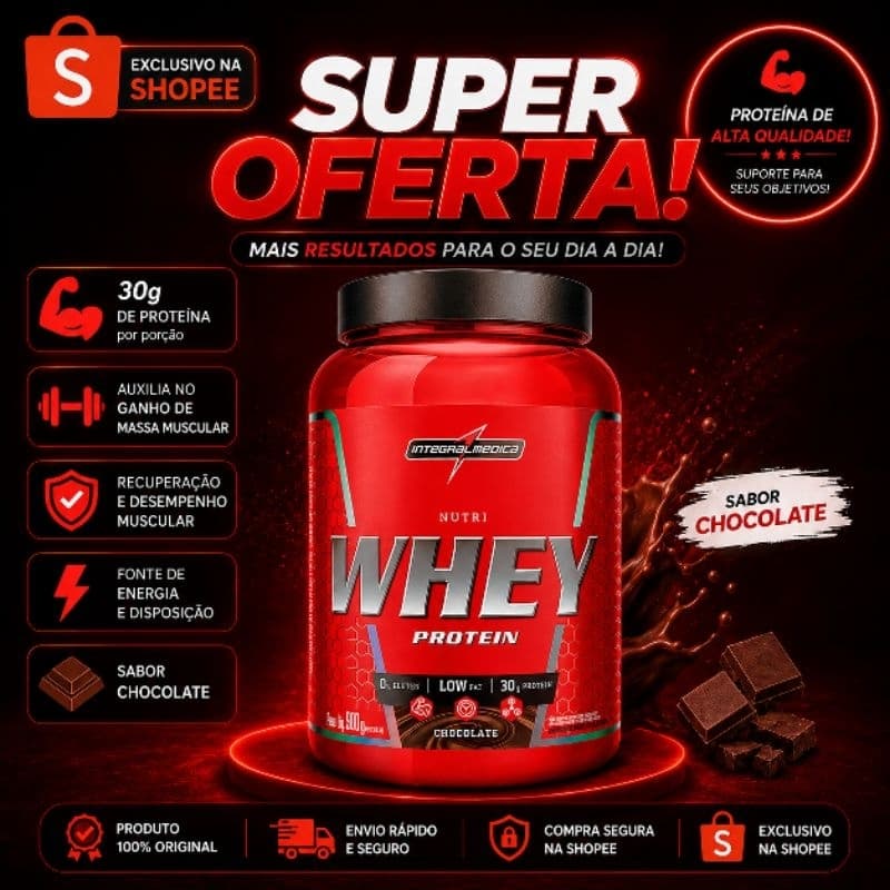 🔥SUPER OFERTA 08/08🔥 Whey Protein Integral Medica Pote Sabor Chocolate (900g)