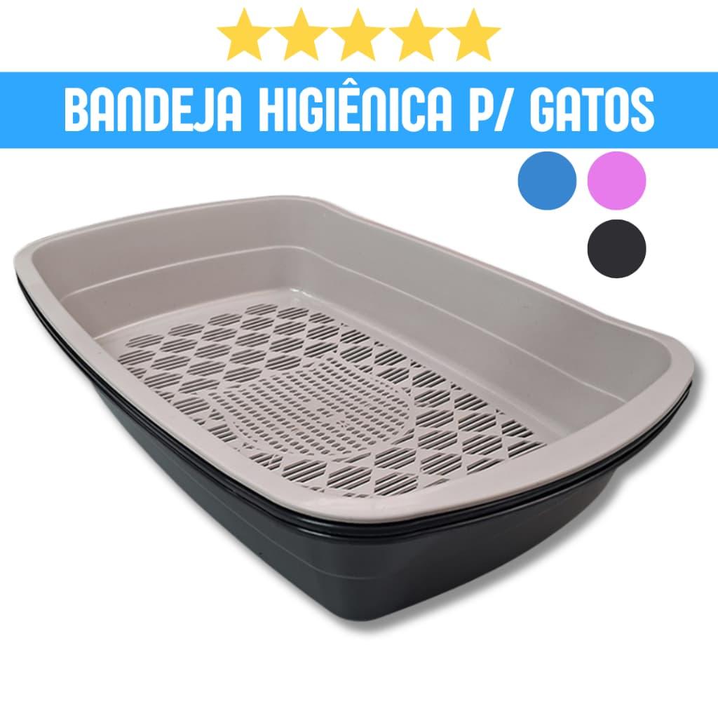 Caixa de Areia Sanitária para Gatos com Peneira Mec Pet Banheira Higiênica Furba 3 Peças Bandeja