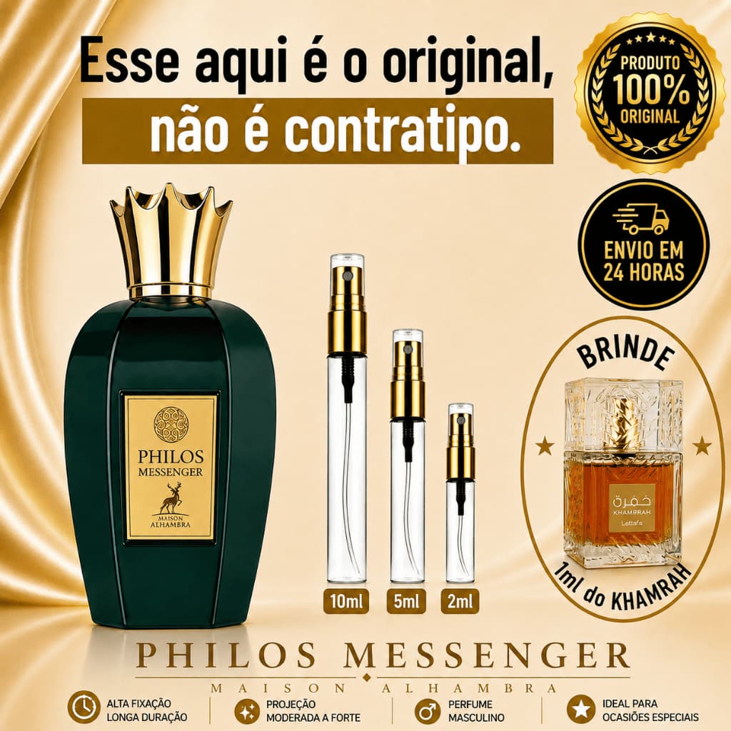 Philos Messenger Perfume Árabe Masculino - 100% ORIGINAL - Importado - Alta Fixação - Alta Projeção - Marinho