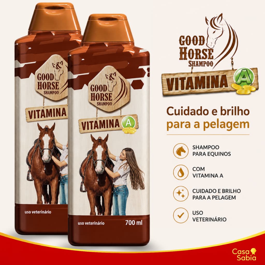 Shampoo Good Horse Vitamina A 700ml para Equinos/Cavalo