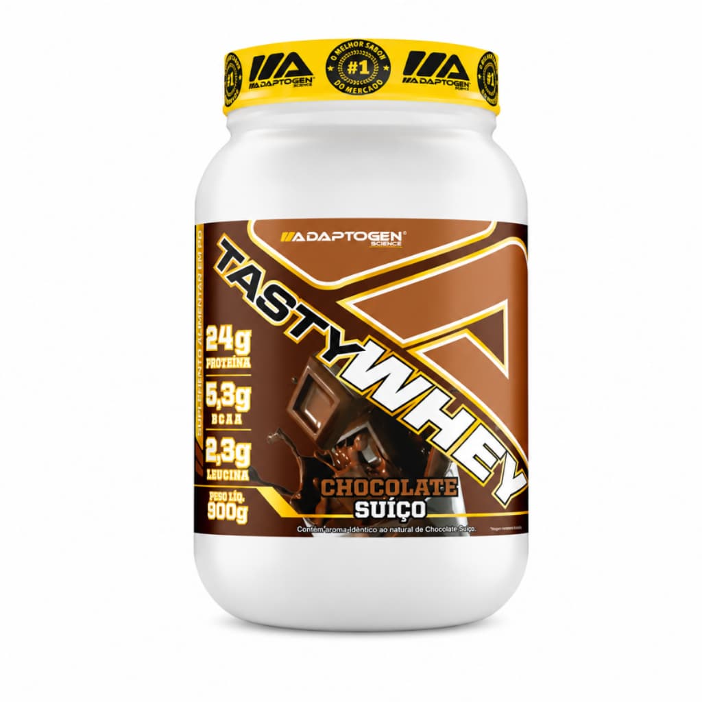 Whey Protein 3W Tasty Whey Adaptogen Chocolate Suíço 24g Proteína WPC WPI WPH 900g