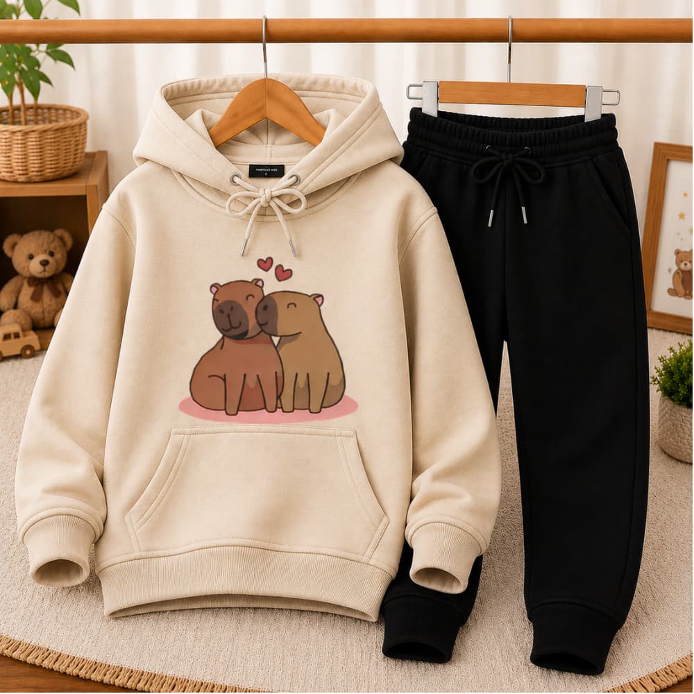 Conjunto de Moletom Infantil Capivara Estampada Meninas