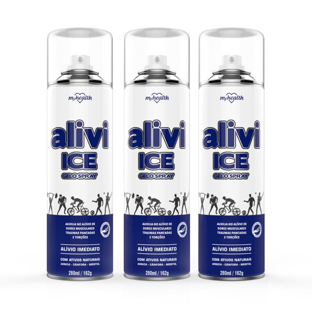 KIT 03 UNIDADES ALIVI ICE 280ML EFEITO GELADO ALÍVIO MUSCULAR COM ARNICA E CANFORA