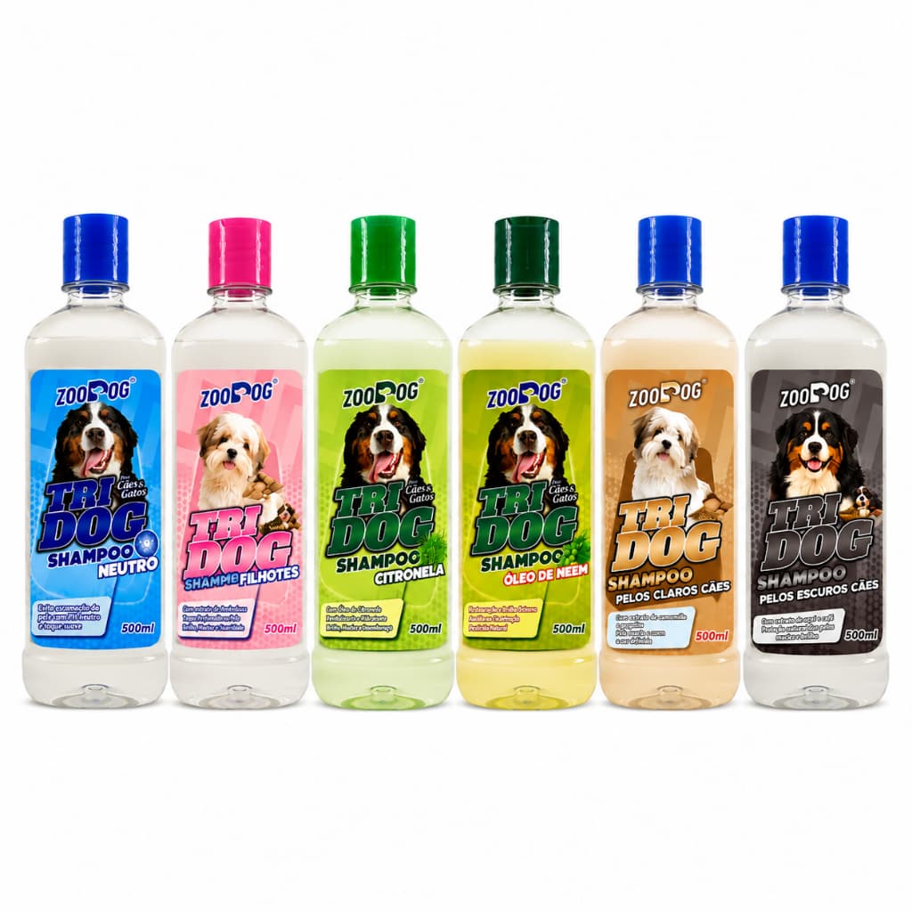 🔥 Seu Pet Merece Esse Cuidado! Shampoo TRI DOG 500ml para Cães e Gatos — Escolha o Ideal para Cada Tipo de Pelo