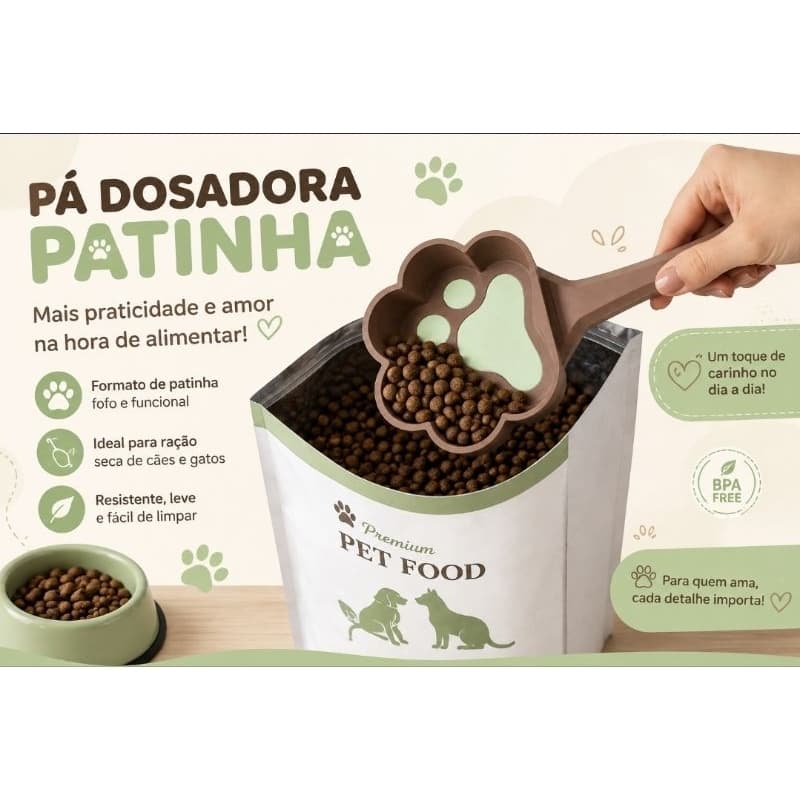 Pá Dosadora de Ração Pet Patinha | Colher para Ração de Cachorro e Gato | Impressão 3D