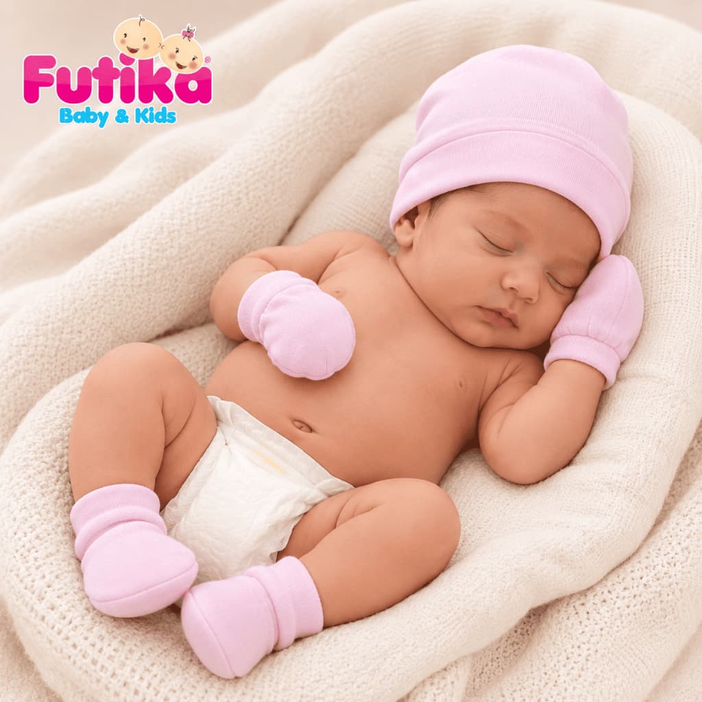 3 Kit Bebê Luva Sapatinho Touca 100% Algodão Suedine Fofo Recém Nascido Enxoval Kit Maternidade