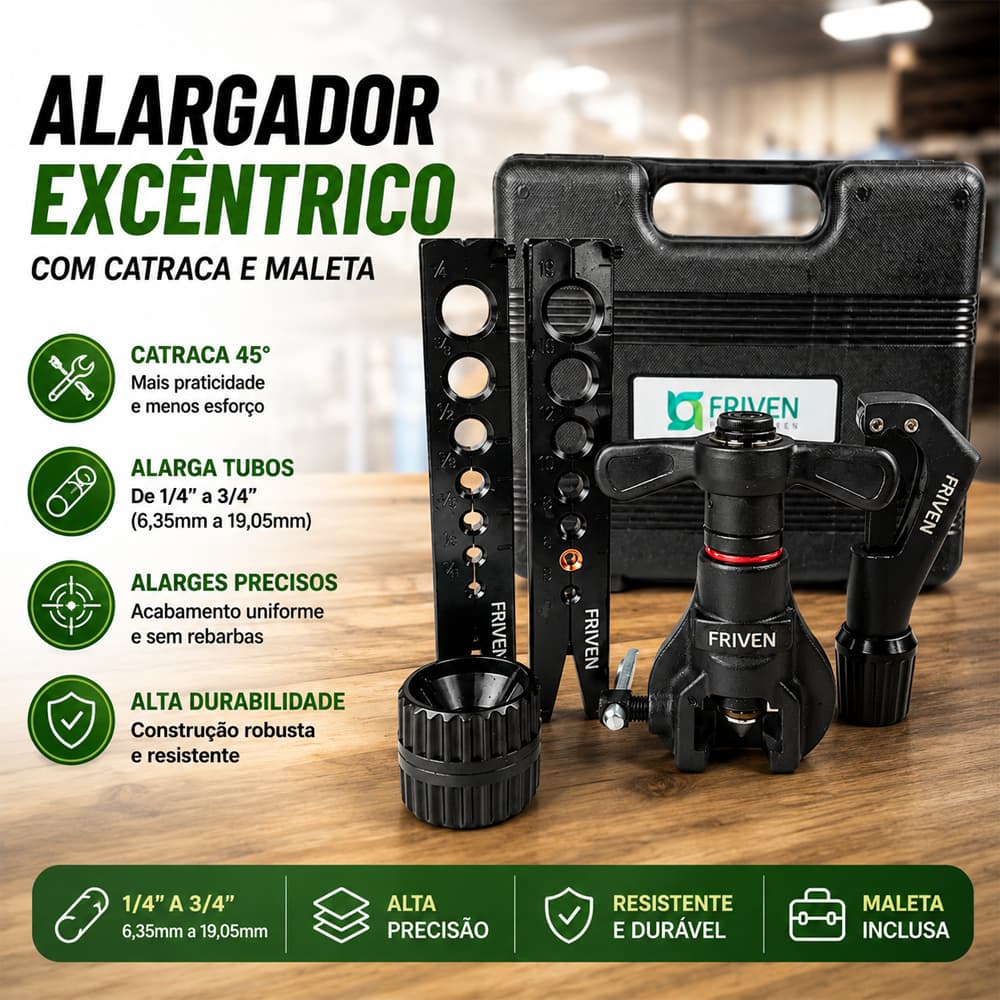 Back Field Kit Flangeador Excentrico Com Catraca 3/16 a 3/4 Metrico e Pol Esmerilhadeira