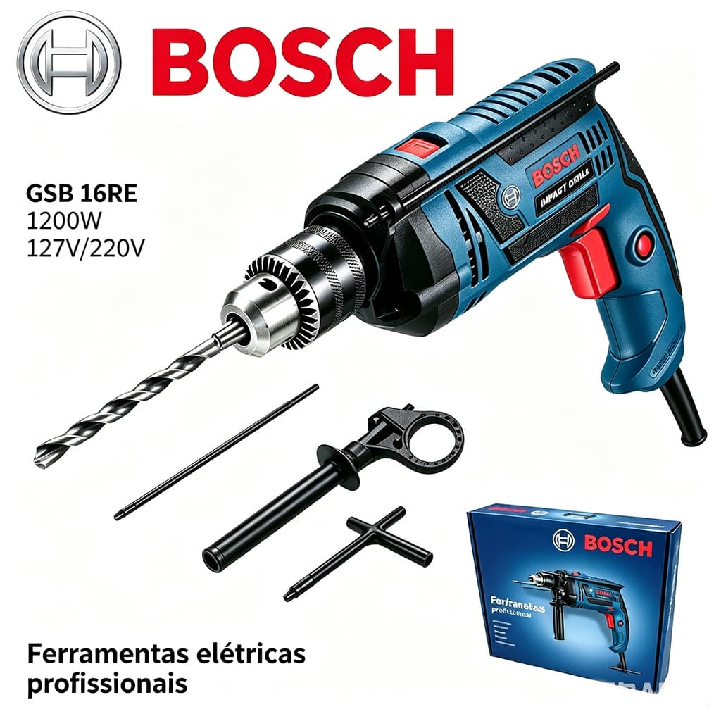 Parafusadeira furadeira elétrica 1200W furadeira de impacto martelete rompedor bosch 220V Original Alto torque