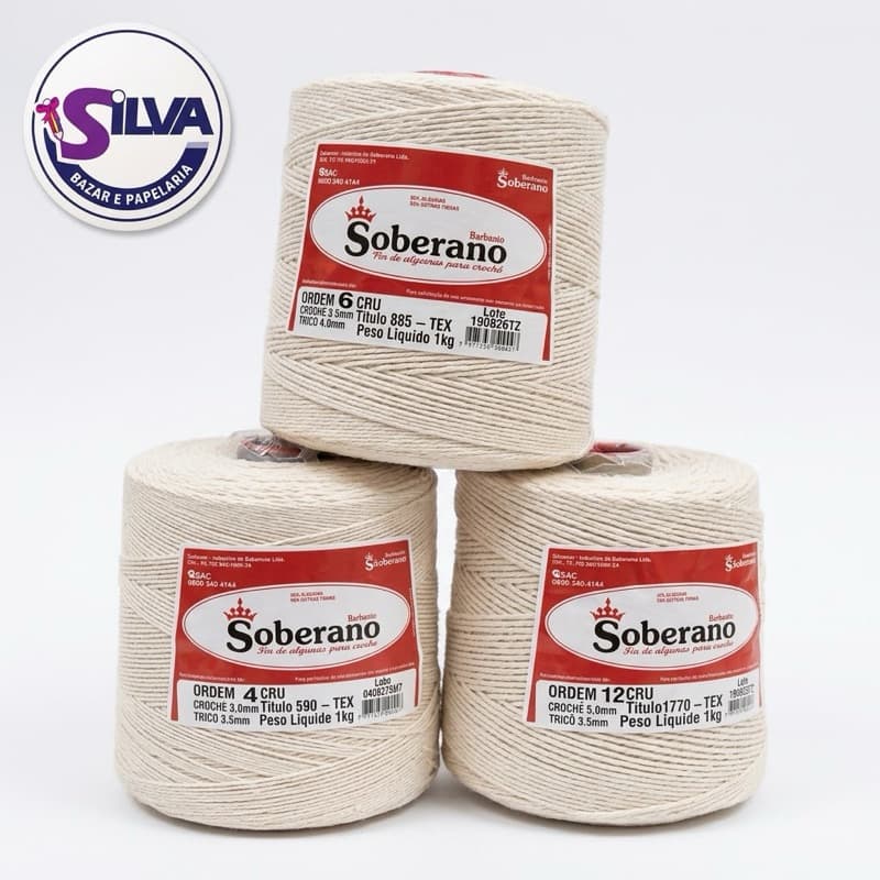 Barbante Soberano Cru 1Kg para Artesanato Crochê
