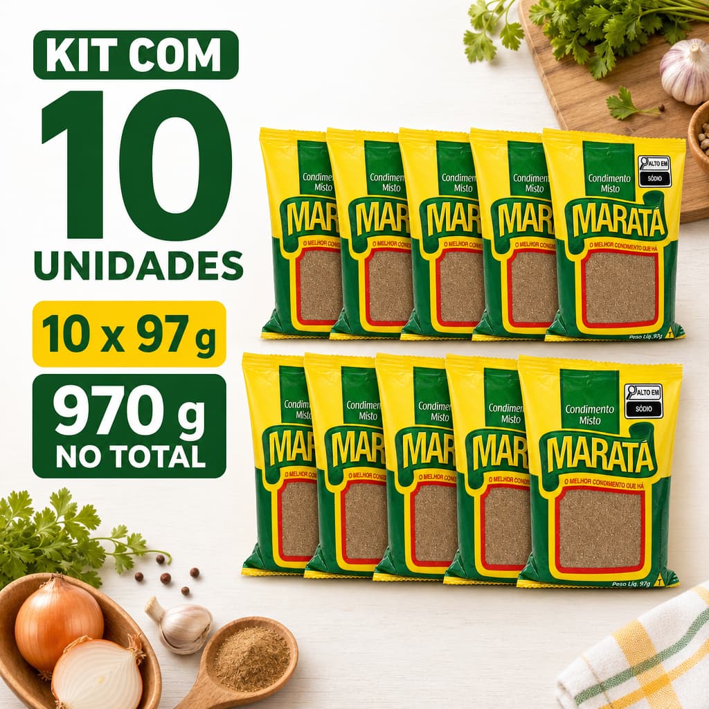 Kit 10 Tempero Condimento Misto Maratá 97g – Ideal para Carnes e Cozinha do Dia a Dia