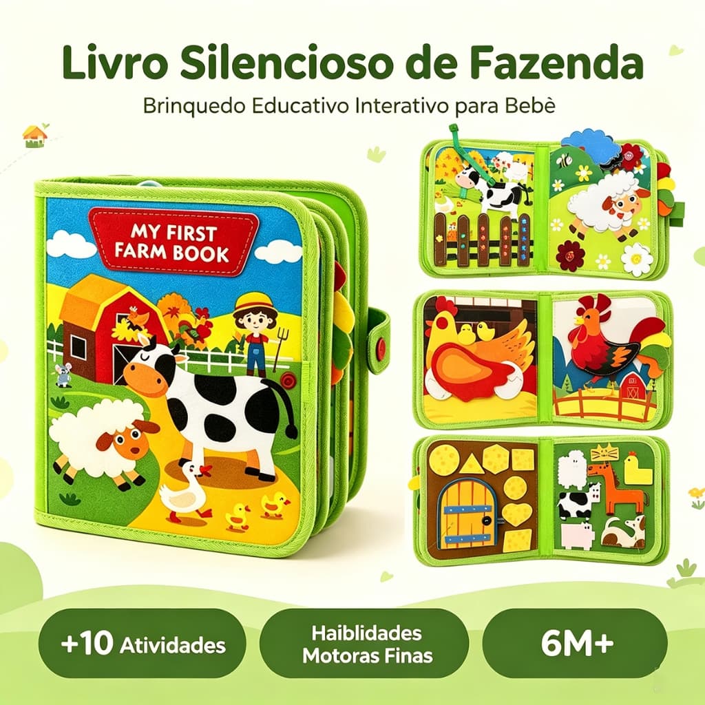 Livro Silencioso de Feltro Montessori Brinquedo Sensorial Educativo para Bebê Brinquedos Para Crianças De 2 Anos Menino