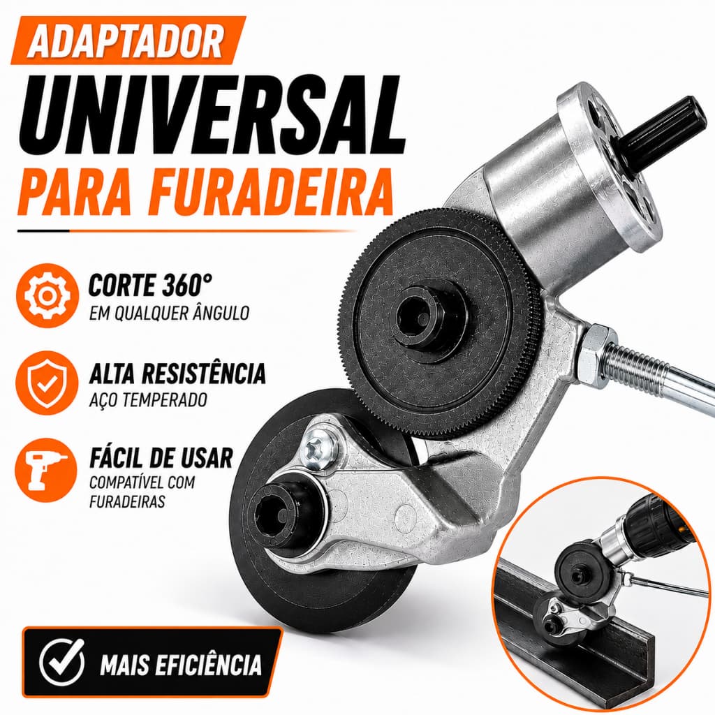 Adaptador Cortador de Chapa para Parafusadeira e Furadeira Corte em Aço Ferro e Alumínio