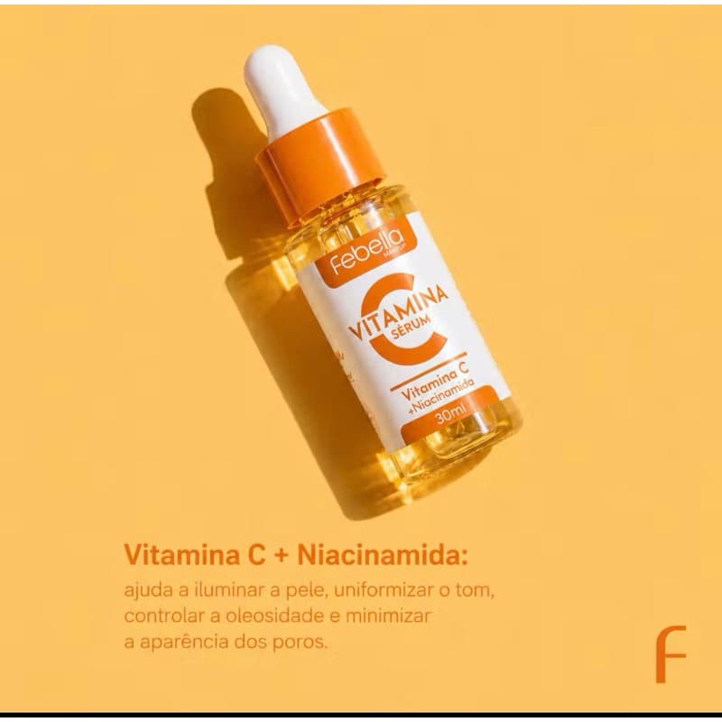 Sérum Facial Vitamina C com Niacinamida Febella 30ml – Ação Antioxidante e Pele Iluminada