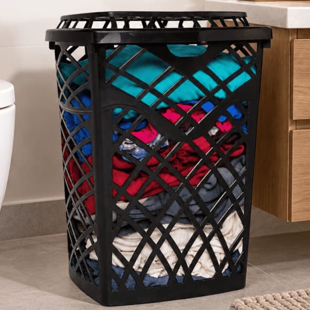 Cesto de Roupa Suja com Tampa 30 Litros Grande Para Banheiro Multiuso  Cozinha Escritório