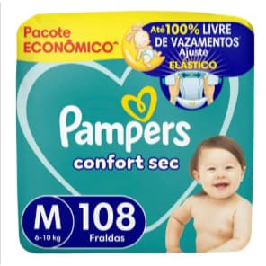Fraldas Pampers Confort Sec M 108 Unid