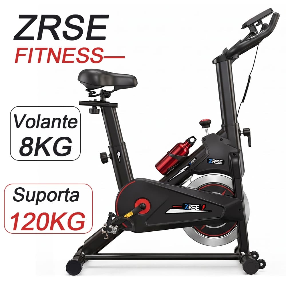 Bicicleta Spinning Ergométrica Silenciosa Volante 8KG, Suporta 120KG, Bicicleta de Treino Fitness para Casa
