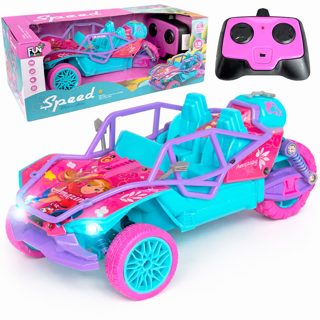 Carrinho Controle Remoto Rosa Menina Conversível Speed