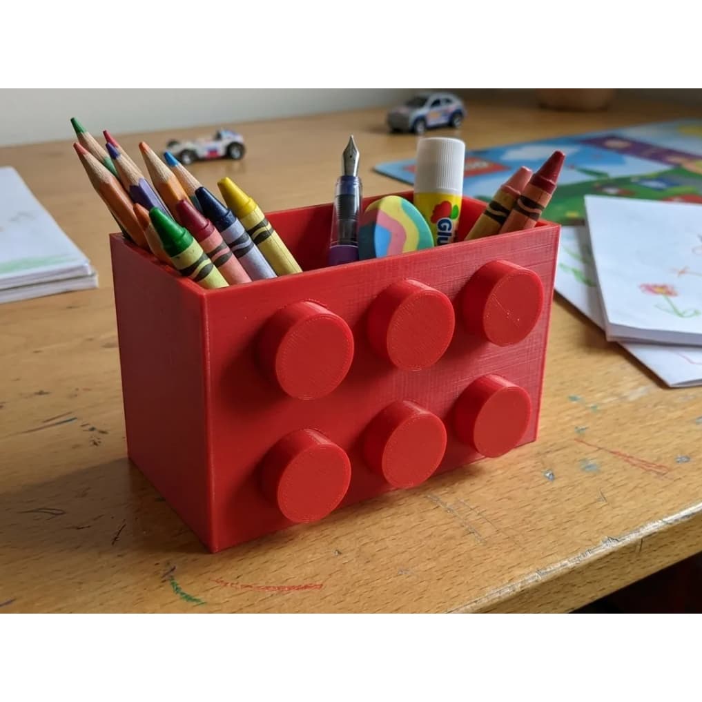 Porta Lápis 3D Bloco de Montar tipo lego – Organizador de Mesa Infantil Escolar Escritório