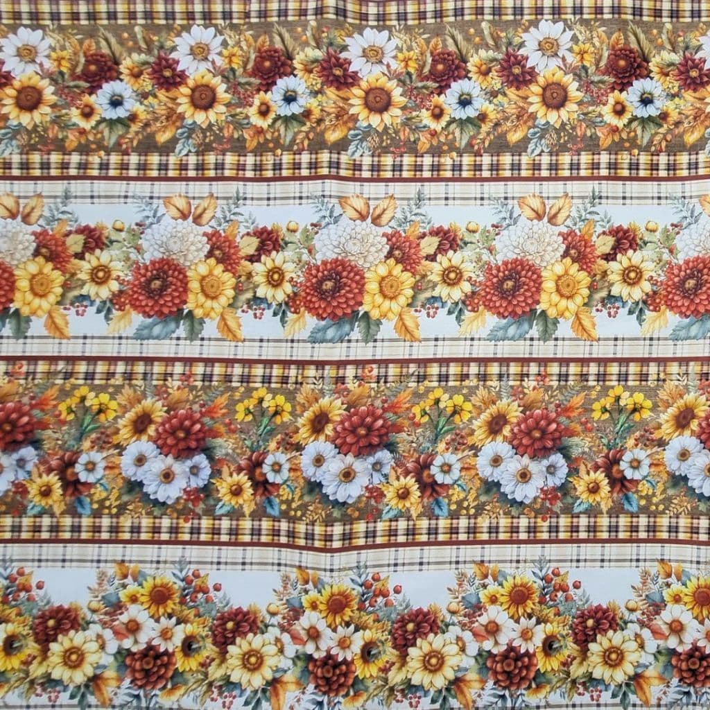 Tecido Patchwork Digital (60 cm) Barrado Jardim de Outono RV40/113