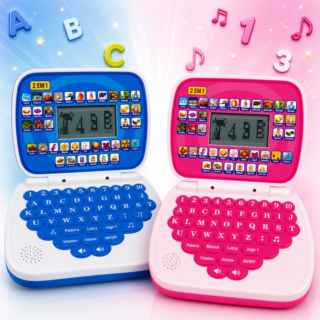 Laptop Notebook Educativo Bilíngue Português Inglês Musical Matemática Brinquedo Didático Infantil