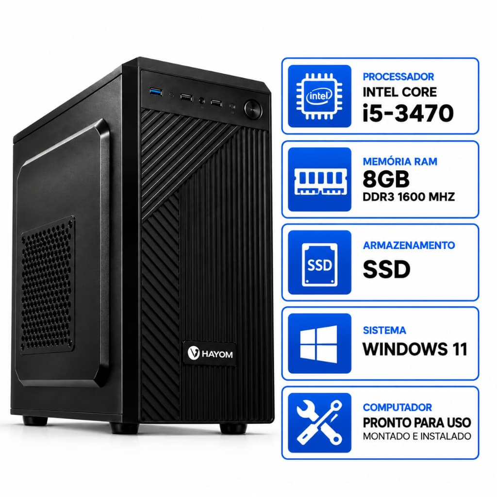 PC Completo Core I5 3470 SSD 8GB Ou 16GB DDR3 1600MHz LGA 1155 Para Trabalho E Estudo