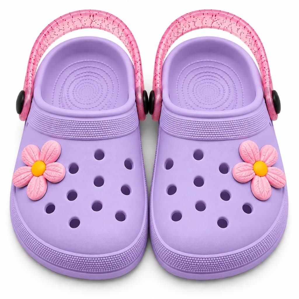 Babuche Infantil Menina com Flor Sandália Papete Leve Confortável Antiderrapante Calçado Infantil