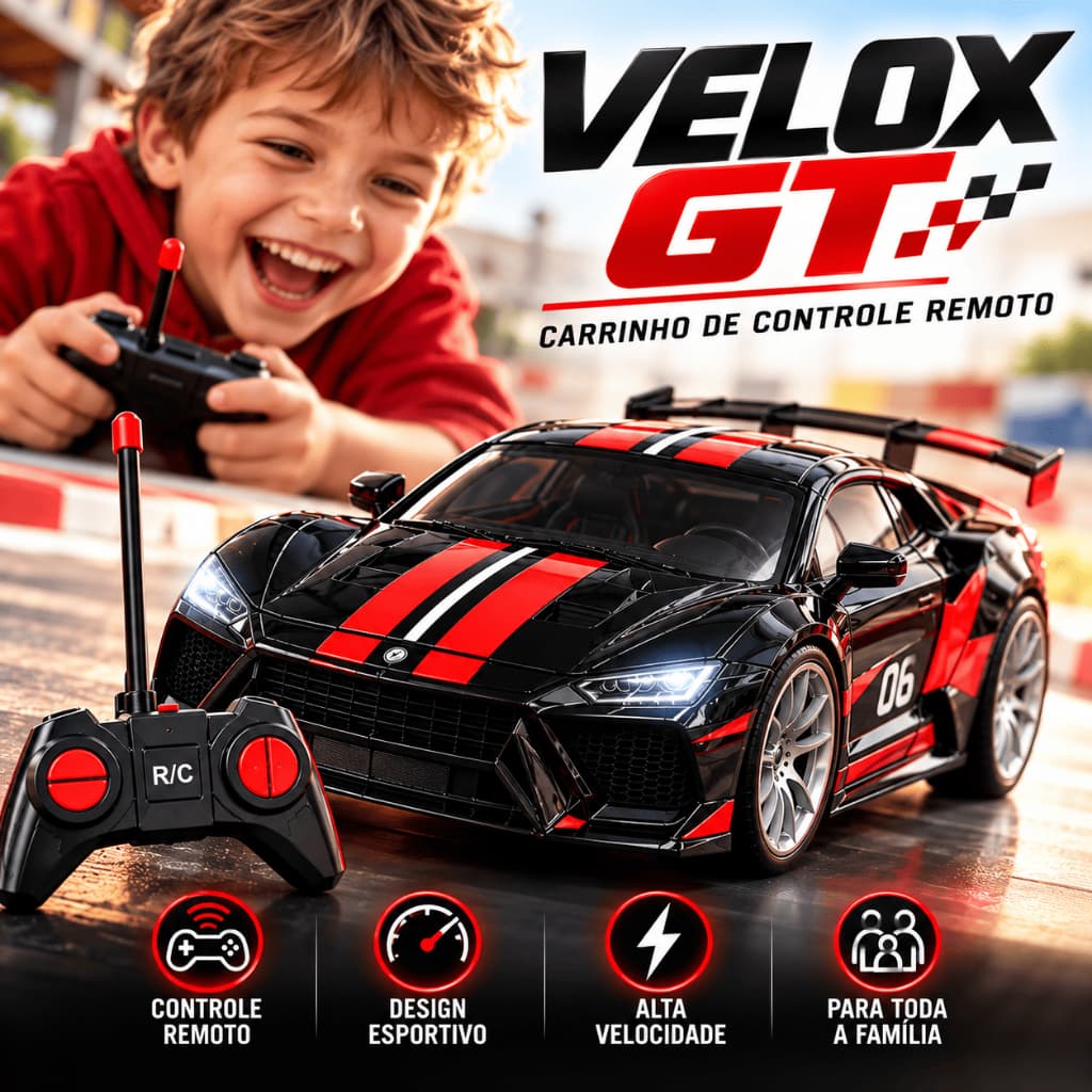 Carrinho de Controle Remoto Esportivo Infantil Carro Brinquedo Divertido Família Alegria