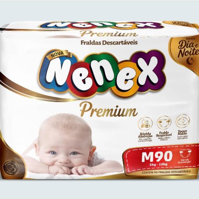 Fralda Descartável Nenex Premium M com Gel Absorvente, Barreira Antivazamento e Toque Macio — Até 12h de Proteção