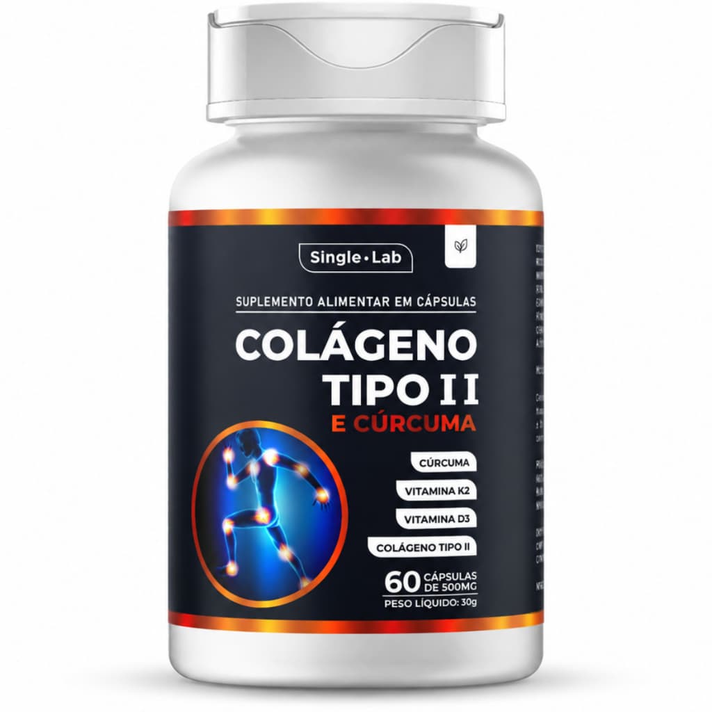 Colágeno Tipo 2 + Cúrcuma + Vitamina K2 Joelho Articulações Cápsulas Premium Sem Sabor Sem dores