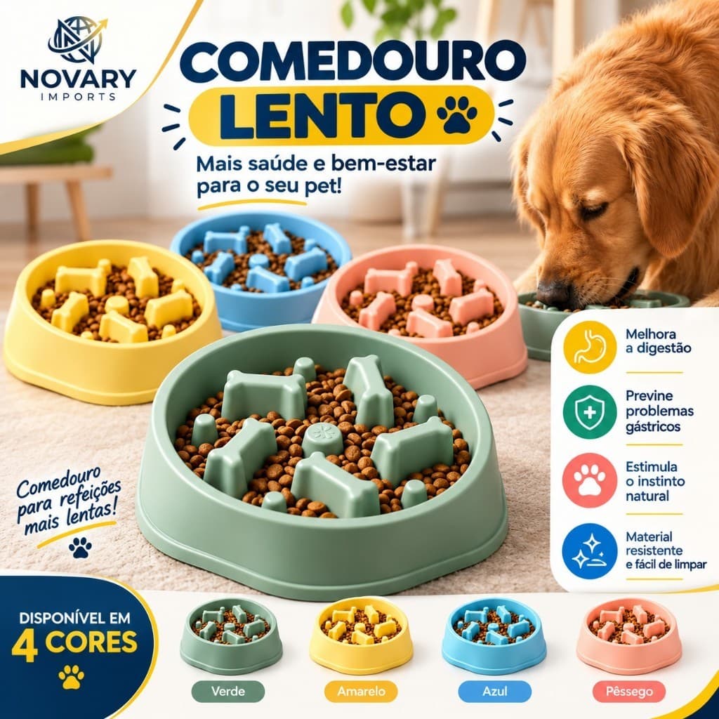 Comedouro Lento Labirinto para Cães Slow Feeder Pet Cachorro Interativo Divertido Para Ração Petisco
