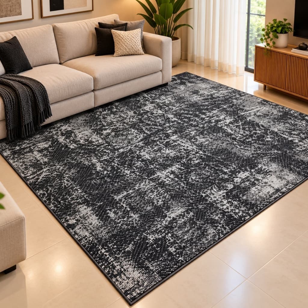 Tapete Grande 2,50x2,00 Moderno para Sala Quarto Emborrachado Antiderrapante Fácil de Limpar