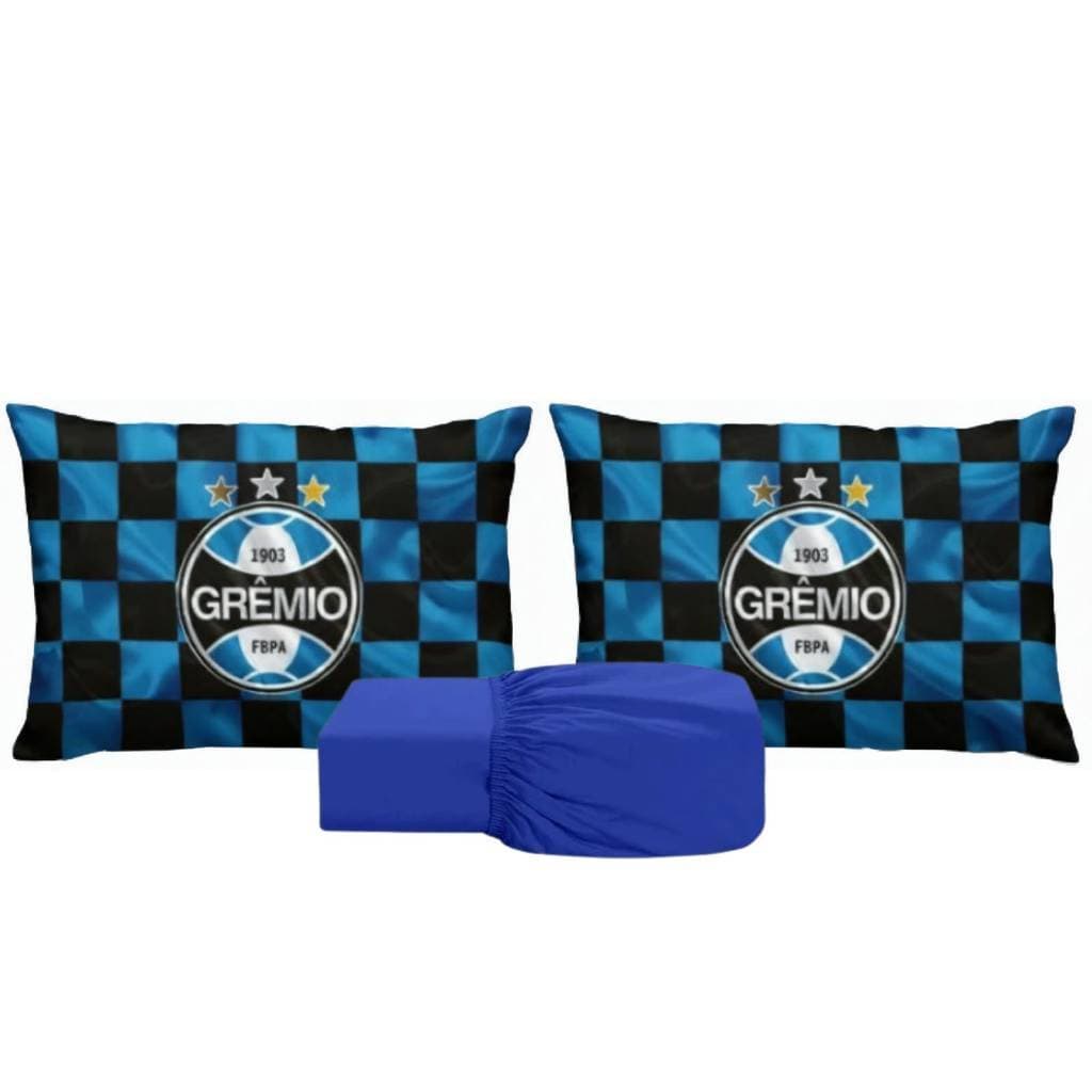 JOGO DE LENÇOL CASAL 3 PEÇAS PERSONALIZADO DE LUXO DO GREMIO FRONHA TRAVESSEIRO LENÇOL DE ELASTICO
